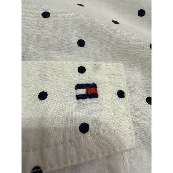 Tommy Hilfiger Women's Polka Dot Navy Ivory Size 2X Roll Tab Sleeve - Picture 7 of 10